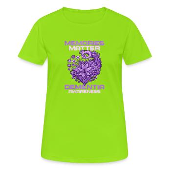 Compter les souvenirs – Éducation à la démence - T-shirt respirant Femme - vert néon - Devant - AI Model Female 172 dark (172cm)
