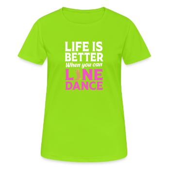 Line Dance - Women's Breathable T-Shirt - neon green - Front - AI Model Female 172 dark (172cm)