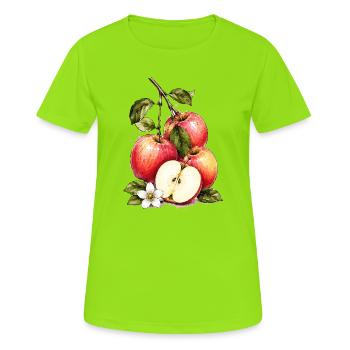 Wasserfarbene Apfelpracht - Frauen T-Shirt atmungsaktiv - Neongrün - Vorne - AI Model Female 172 dark (172cm)