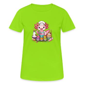 Magie de la cuisson des cupcakes à l’axolotl - T-shirt respirant Femme - vert néon - Devant - AI Model Female 172 dark (172cm)
