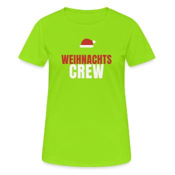 Weihnachts Crew Weihnachtsmütze Familie Team Fest - Frauen T-Shirt atmungsaktiv - Neongrün - Vorne - AI Model Female 172 dark (172cm)