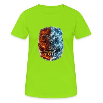 Feuer und Eis Ymír - Frauen T-Shirt atmungsaktiv - Neongrün - Vorne - AI Model Female 172 dark (172cm)