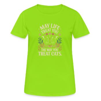Chat peut te gâter Chats Maman de chat Chats - T-shirt respirant Femme - vert néon - Devant - AI Model Female 172 dark (172cm)