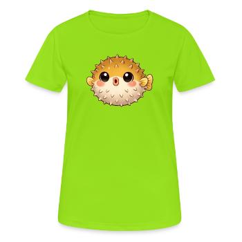 Poisson-globe - T-shirt respirant Femme - vert néon - Devant - AI Model Female 172 dark (172cm)