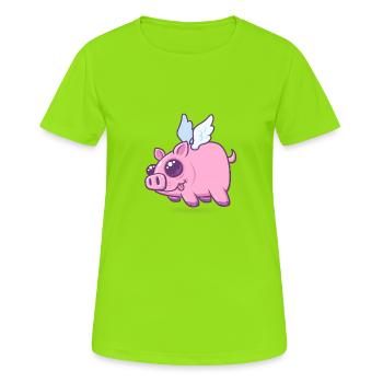 Piggys Nues volants - T-shirt respirant Femme - vert néon - Devant - AI Model Female 172 dark (172cm)