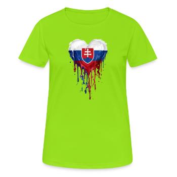 Drapeau du Cœur Drapeau de la Slovaquie - T-shirt respirant Femme - vert néon - Devant - AI Model Female 172 dark (172cm)