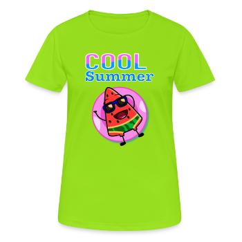 Pastèque fraîche d’été – Ambiance estivale Kawaii mignonne - T-shirt respirant Femme - vert néon - Devant - AI Model Female 172 dark (172cm)