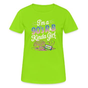 Ich bin ein 90er-Jahre-R&B-Mädchen-Retro-Mädchen - Frauen T-Shirt atmungsaktiv - Neongrün - Vorne - AI Model Female 172 dark (172cm)