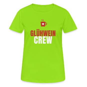 Glühwein Crew Weihnachtsmarkt Tasse Team Winter - Frauen T-Shirt atmungsaktiv - Neongrün - Vorne - AI Model Female 172 dark (172cm)