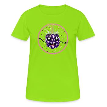 Kawaii Blackberry dans le Cercle Rose - T-shirt respirant Femme - vert néon - Devant - AI Model Female 172 dark (172cm)