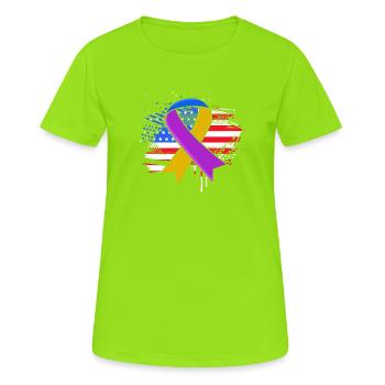 Cancer de la vessie Cancer de la vessie - T-shirt respirant Femme - vert néon - Devant - AI Model Female 172 dark (172cm)