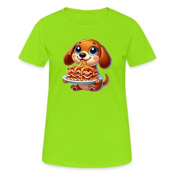 Lustiger Dackel Lasagne Italienische Küche Hund - Frauen T-Shirt atmungsaktiv - Neongrün - Vorne - AI Model Female 172 dark (172cm)