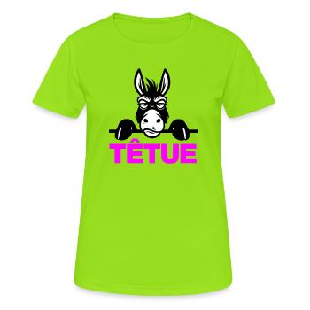 Hartnäckig - Frauen T-Shirt atmungsaktiv - Neongrün - Vorne - AI Model Female 172 dark (172cm)