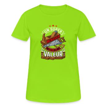 Super Menuisier Ne Vieillit Pas Humour - T-shirt respirant Femme - vert néon - Devant - AI Model Female 172 dark (172cm)