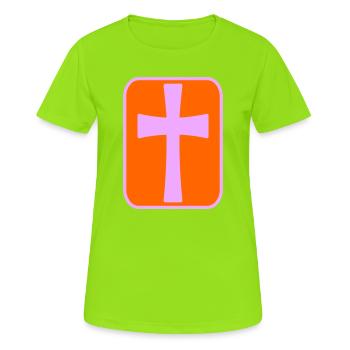 Kreuz - Frauen T-Shirt atmungsaktiv - Neongrün - Vorne - AI Model Female 172 dark (172cm)