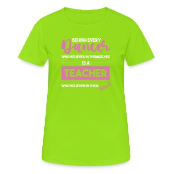 Danseur, chorégraphe, danseur, danseur, professeur de danse, - T-shirt respirant Femme - vert néon - Devant - AI Model Female 172 dark (172cm)
