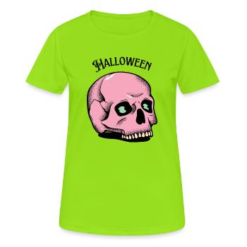 Pink Skull Halloween Totenkopf Gothic Geschenk - Frauen T-Shirt atmungsaktiv - Neongrün - Vorne - AI Model Female 172 dark (172cm)