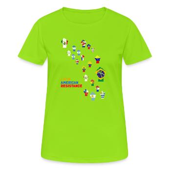 Mosaik des lateinamerikanischen Widerstands - Frauen T-Shirt atmungsaktiv - Neongrün - Vorne - AI Model Female 172 dark (172cm)