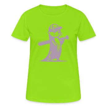 Otter Baseball Silhouette - Frauen T-Shirt atmungsaktiv - Neongrün - Vorne - AI Model Female 172 dark (172cm)