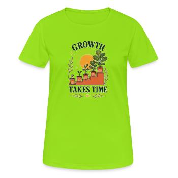 Growth Takes Time – Plant Growth Retro - Women's Breathable T-Shirt - neon green - Front - AI Model Female 172 dark (172cm)