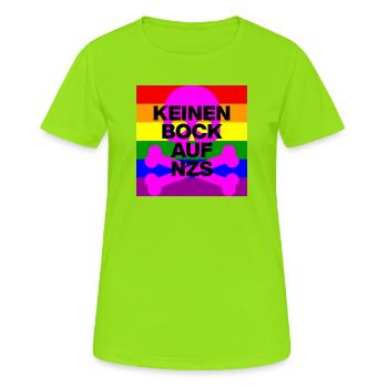 KEINEN BOCK AUF NZS, NO NZS, NO AFD, SKULL PINK - Frauen T-Shirt atmungsaktiv - Neongrün - Vorne - AI Model Female 172 dark (172cm)