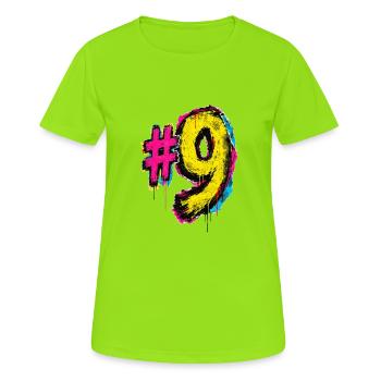 Neuf Graffiti Néon - T-shirt respirant Femme - vert néon - Devant - AI Model Female 172 dark (172cm)