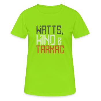 Watts Wind Tarmac - Frauen T-Shirt atmungsaktiv - Neongrün - Vorne - AI Model Female 172 dark (172cm)