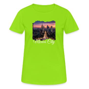 Mexico City Nacht Skyline - Frauen T-Shirt atmungsaktiv - Neongrün - Vorne - AI Model Female 172 dark (172cm)