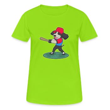 Hund Baseball Baseballschläger - Frauen T-Shirt atmungsaktiv - Neongrün - Vorne - AI Model Female 172 dark (172cm)