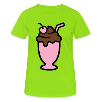 Icône de la glace milkshake - T-shirt respirant Femme - vert néon - Devant - AI Model Female 172 dark (172cm)
