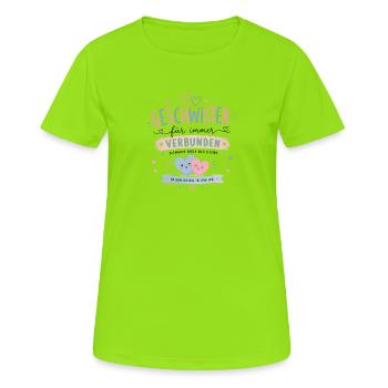 Geschwisterliebe für immer verbunden - Frauen T-Shirt atmungsaktiv - Neongrün - Vorne - AI Model Female 172 dark (172cm)