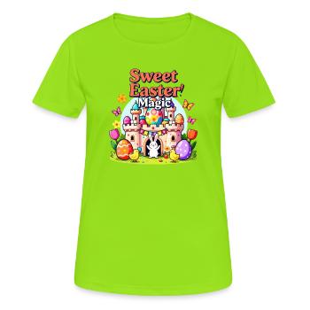 Süße Osterburg-Magie - Frauen T-Shirt atmungsaktiv - Neongrün - Vorne - AI Model Female 172 dark (172cm)