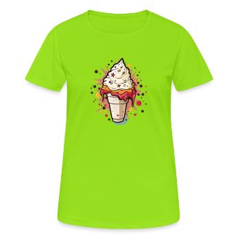 Eiscreme Becher - Women's Breathable T-Shirt - neon green - Front - AI Model Female 172 dark (172cm)