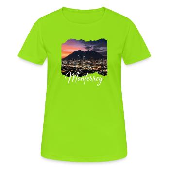 Monterrey Evening City Panorama - Women's Breathable T-Shirt - neon green - Front - AI Model Female 172 dark (172cm)