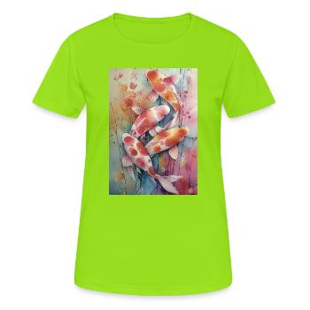 Koi Aquarelle Multicolore - T-shirt respirant Femme - vert néon - Devant - AI Model Female 172 dark (172cm)
