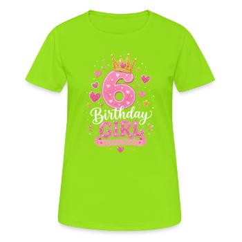 Couronne pailletée de la fille d’anniversaire 6 - T-shirt respirant Femme - vert néon - Devant - AI Model Female 172 dark (172cm)