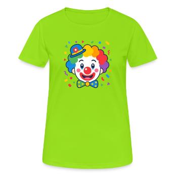 Clown géométrique – Vecteur de design coloré pour enfants - T-shirt respirant Femme - vert néon - Devant - AI Model Female 172 dark (172cm)