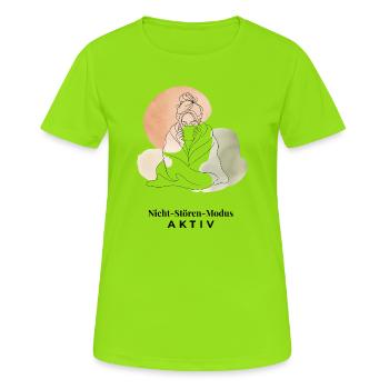 Nicht-Stören-Modus Aktiv – Minimalist Line Art - Frauen T-Shirt atmungsaktiv - Neongrün - Vorne - AI Model Female 172 dark (172cm)