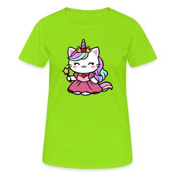 Chat Licorne Princesse - T-shirt respirant Femme - vert néon - Devant - AI Model Female 172 dark (172cm)