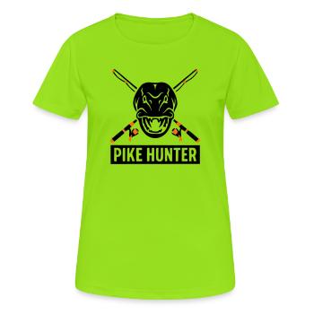 Pike Fishing Rods Graphic - Women's Breathable T-Shirt - neon green - Front - AI Model Female 172 dark (172cm)