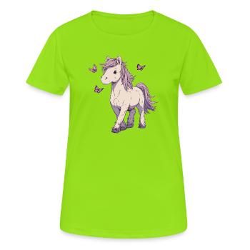 Franges avec des papillons - T-shirt respirant Femme - vert néon - Devant - AI Model Female 172 dark (172cm)