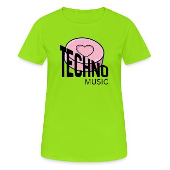 Love Donut Pop Typographie - T-shirt respirant Femme - vert néon - Devant - AI Model Female 172 dark (172cm)
