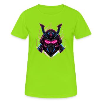 Casque de samouraï néon - T-shirt respirant Femme - vert néon - Devant - AI Model Female 172 dark (172cm)