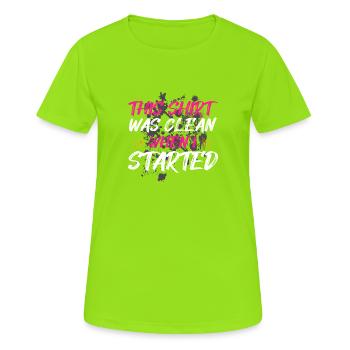 Clean when i Schlammlauf Mud Run Muddy Race - Women's Breathable T-Shirt - neon green - Front - AI Model Female 172 dark (172cm)