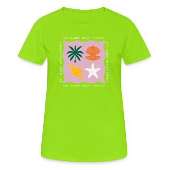 Eat Sleep Beach Repeat Beach Summer - Women's Breathable T-Shirt - neon green - Front - AI Model Female 172 dark (172cm)