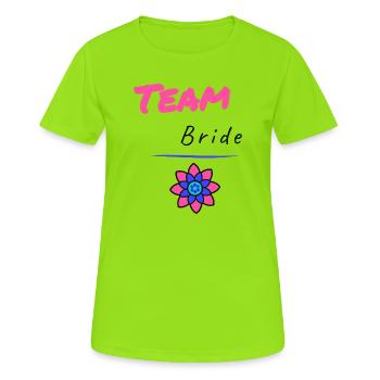 EVJF. MARIEE. TEAM. TEAM MARIEE. FUTURE MARIEE - T-shirt respirant Femme - vert néon - Devant - AI Model Female 172 dark (172cm)