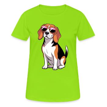Beagle Dog Wearing Shades - Women's Breathable T-Shirt - neon green - Front - AI Model Female 172 dark (172cm)