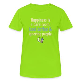 Chambre noire, café et ignorance - T-shirt respirant Femme - vert néon - Devant - AI Model Female 172 dark (172cm)