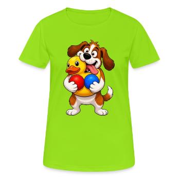Excited Dog Squeaky Toy Overload - Women's Breathable T-Shirt - neon green - Front - AI Model Female 172 dark (172cm)