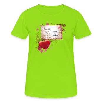 Paris Postcard Thank You to Friends - Women's Breathable T-Shirt - neon green - Front - AI Model Female 172 dark (172cm)